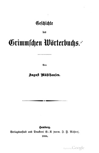 Geschichte des Grimmschen Wörterbuchs