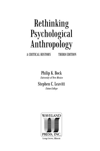 Rethinking Psychological Anthropology: A Critical History