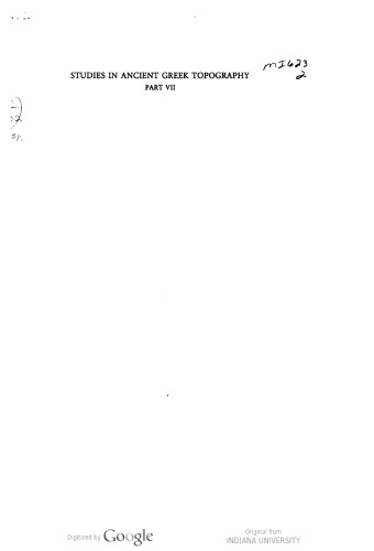 Studies in Ancient Greek Topography: Part VII