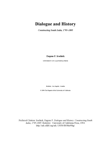 Dialogue and History: Constructing South India, 1795-1895