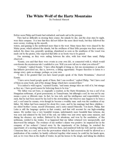 White Wolf Of The Hartz Mountains