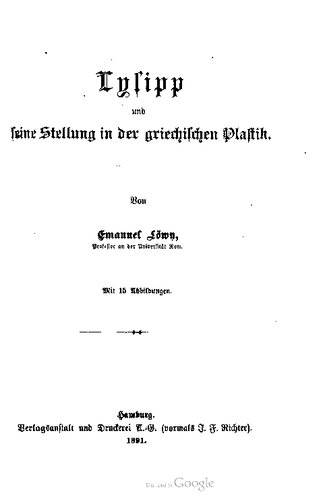 Lysipp und seine Stellung in der griechischen Plastik
