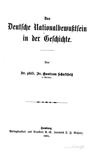 Das deutsche Nationalbewußtsein in der Geschichte