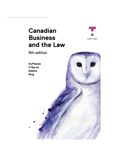 Canadian Business and the Law