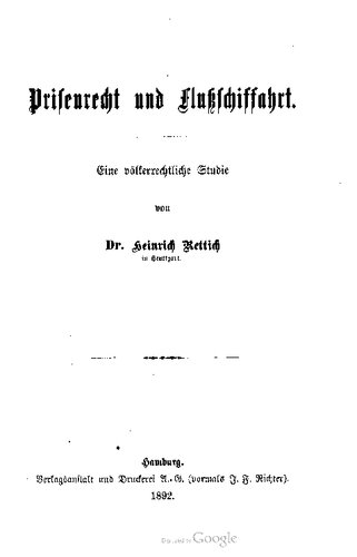 Prisenrecht und Flußschiffahrt [Flussschifffahrt]
