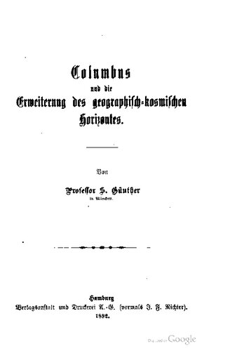 Columbus und die Erweiterung des geographisch-kosmischen Horizontes