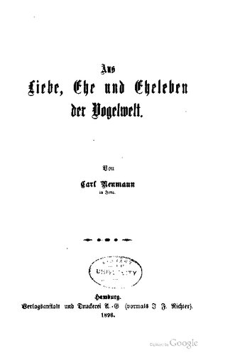 Aus Liebe, Ehe und Eheleben der Vogelwelt