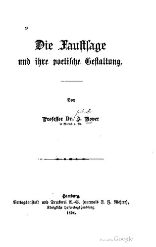 Die Faustsage und ihre poetische Gestaltung