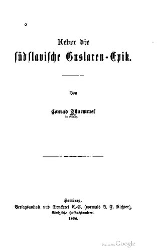 Über die südslawische Guslaren-Epik