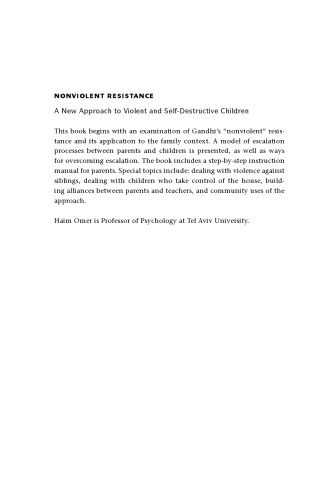 Non-Violent Resistance: A New Approach to Violent and Self-destructive Children