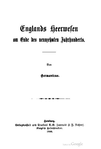 Englands Heerwesen am Ende des neunzehnten Jahrhunderts