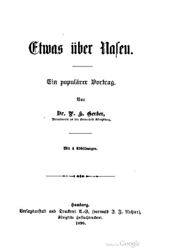 Etwas über Nasen. Ein populärer Vortrag