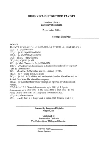 The Theory of Determinants in the Historical Order of Development, Volume 2