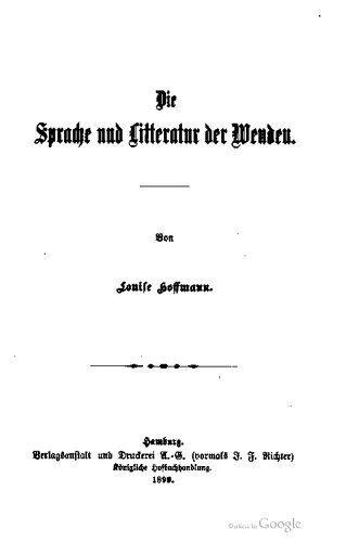 Die Sprache und Literatur der Wenden