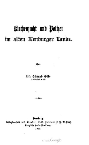 Kirchenzucht und Polizei im alten Isenburger Lande