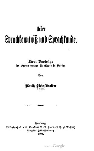Ueber Sprachkenntniß [Sprachkenntnis] und Sprachkunde