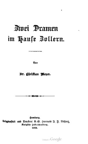 Zwei Dramen im Hause Zollern