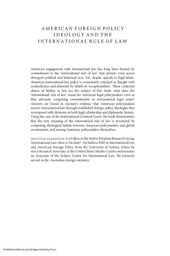 American Foreign Policy Ideology and the International Rule of Law: Contesting Power through the International Criminal Court
