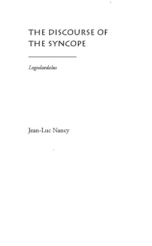 The Discourse of the Syncope: Logodaedalus (Meridian: Crossing Aesthetics)