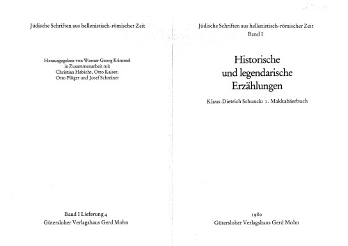 Judische Schriften aus  hellenistisch-romischer Zeit (JSHRZ): 1. Makkabaerbuch