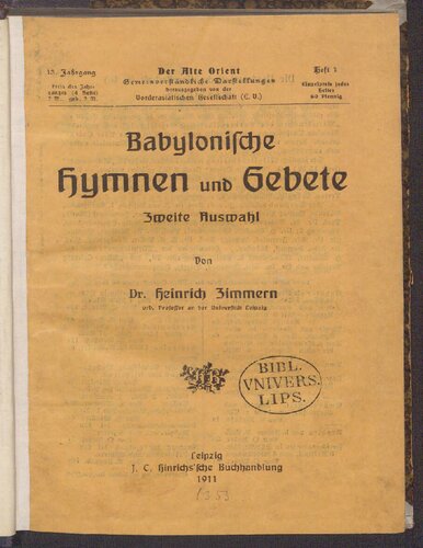 Babylonische Hymnen und Gebete. Zweite Auswahl