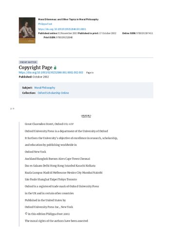 Moral Dilemmas: and Other Topics in Moral Philosophy
