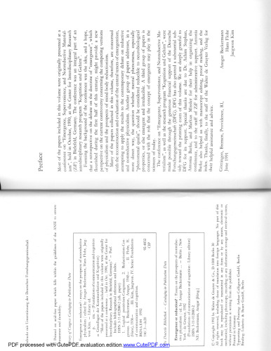 Emergence or Reduction?: Essays on the Prospects of Nonreductive Physicalism (Foundations of Communication)