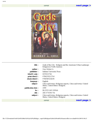 Gods of the City: Religion and the American Urban Landscape (Religion in North America)