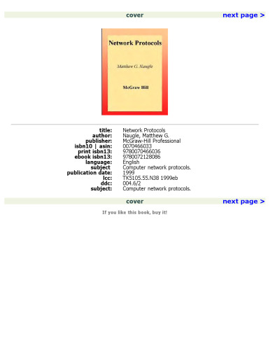 Network Protocols: Signature Edition (Mcgraw-Hill Signature Series)