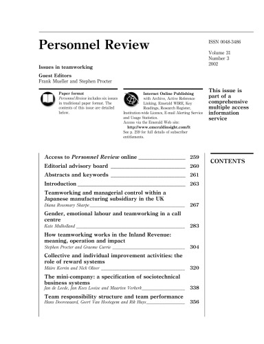 Personnel Review, Volume 31, Number 3, 2002
