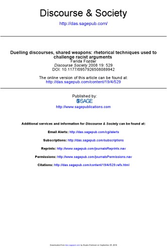 Duelling discourses, shared weapons: rhetorical techniques used to challenge racist arguments