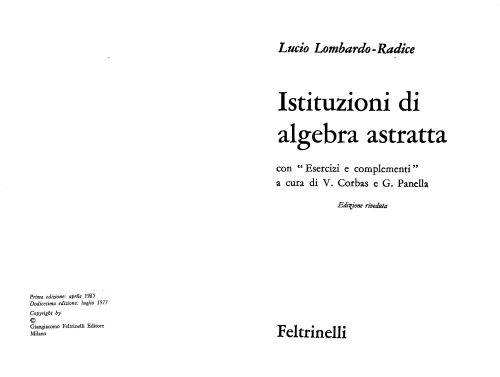 Istituzioni di algebra astratta. Con esercizi e complementi