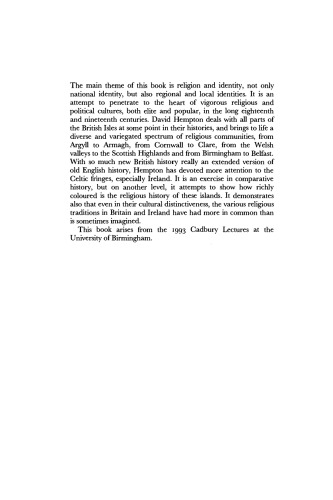 Religion and Political Culture in Britain and Ireland: From the Glorious Revolution to the Decline of Empire