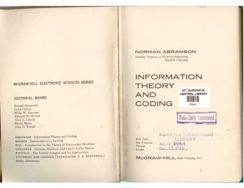 Information Theory and Coding