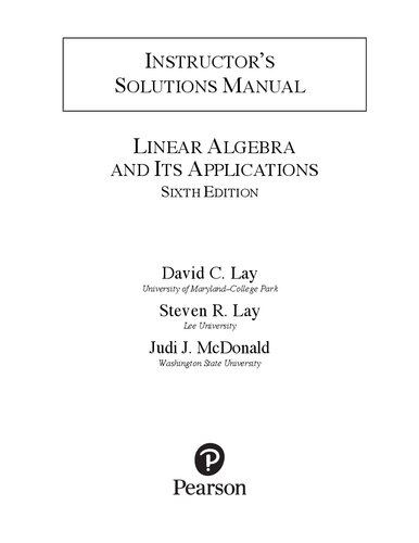 Linear Algebra and its Applications - Instructor Solution Manual