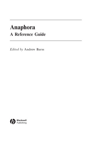 Anaphora: A Reference Guide