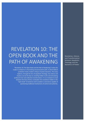 Revelation 10: The Open Book and the Path of Awakening  Revelation, Silence and Transformation between Apophatic Theology and the Dynamics of Power