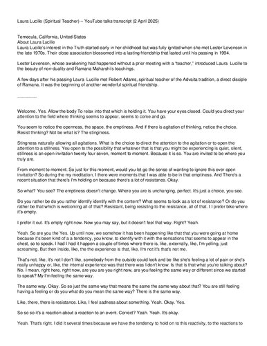 Laura Lucille (Spiritual Teacher) : Dialogues with Laura Lucille