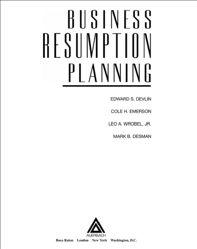Business Resumption Planning, Second Supplement