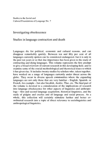Investigating Obsolescence : Studies in Language Contraction and Death