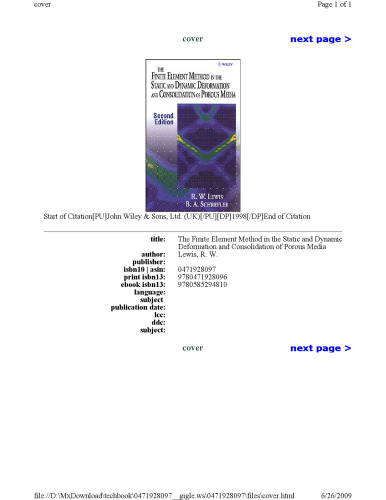 The Finite Element Method in the Static and Dynamic Deformation and Consolidation of Porous Media, 2nd Edition