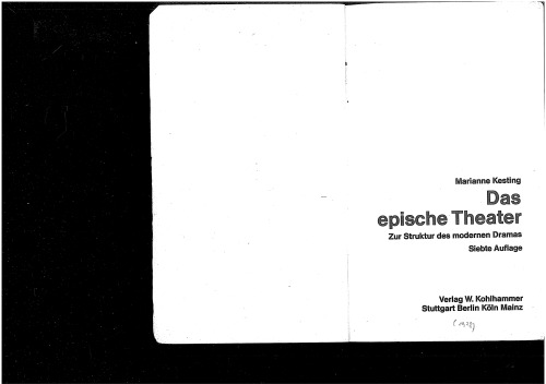 Das epische Theater - Zur Struktur des modernen Dramas 7. Auflage