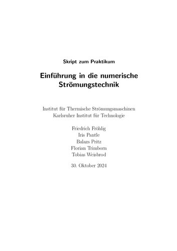 Einführung in die numerische Strömungstechnik