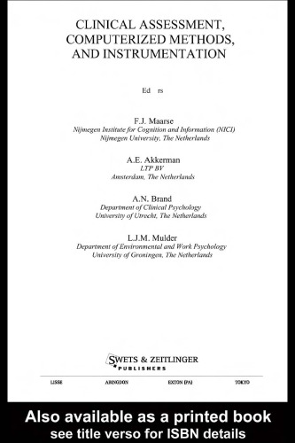 Clinical Assessment, Computerized Methods, and Instrumentation (Computers in Psychology, 7)