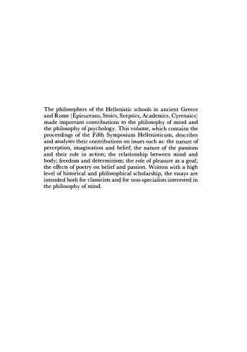 Passions and Perceptions: Studies in Hellenistic Philosophy of Mind