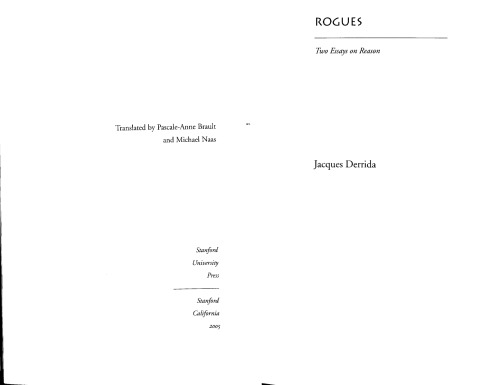 Rogues: Two Essays on Reason (Meridian: Crossing Aesthetics)