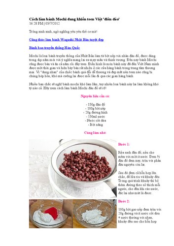 Cách làm bánh Mochi