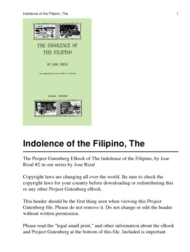 The Indolence of the Filipino