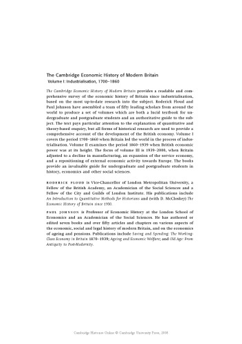 The Cambridge Economic History of Modern Britain, Volume 1: Industrialisation, 1700–1860