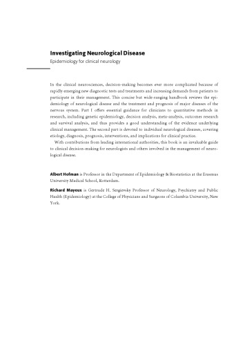 Investigating Neurological Disease: Epidemiology for Clinical Neurology